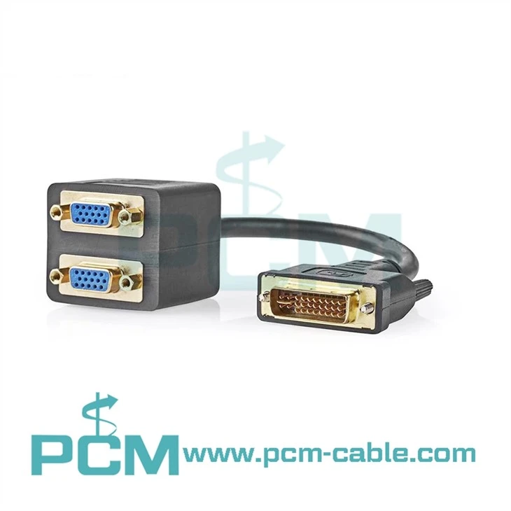 DVI To Dual VGA Y Splitter Cable