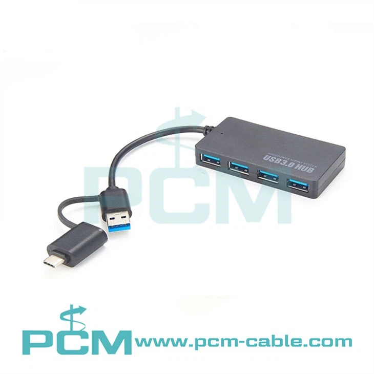 Brzi {{0}}priključak USB 3.0 čvorište s USB 3.0 A-C adapterom