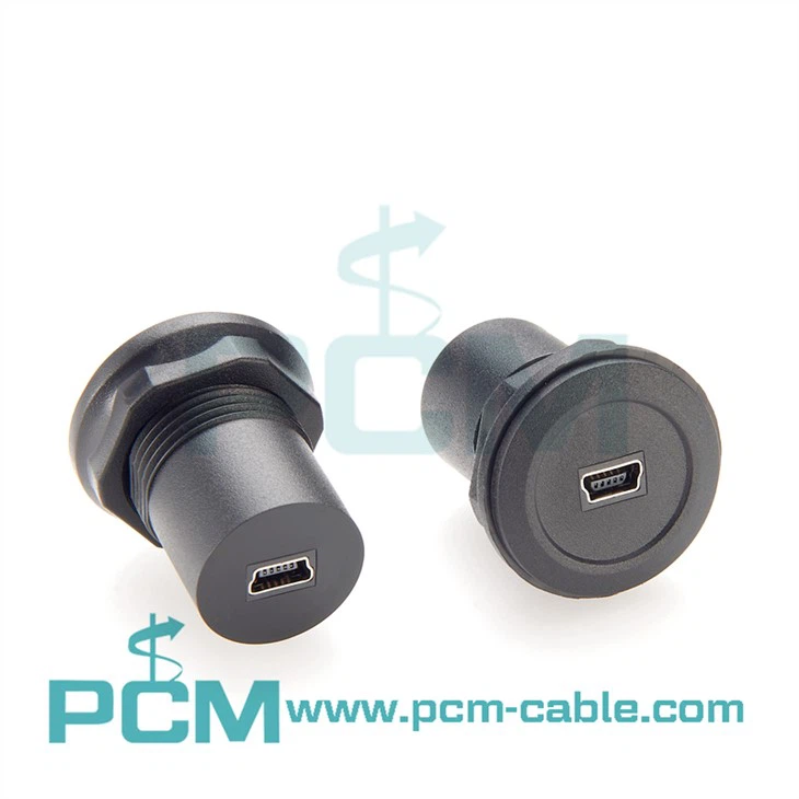 straight through panel mount connector mini usb female to female