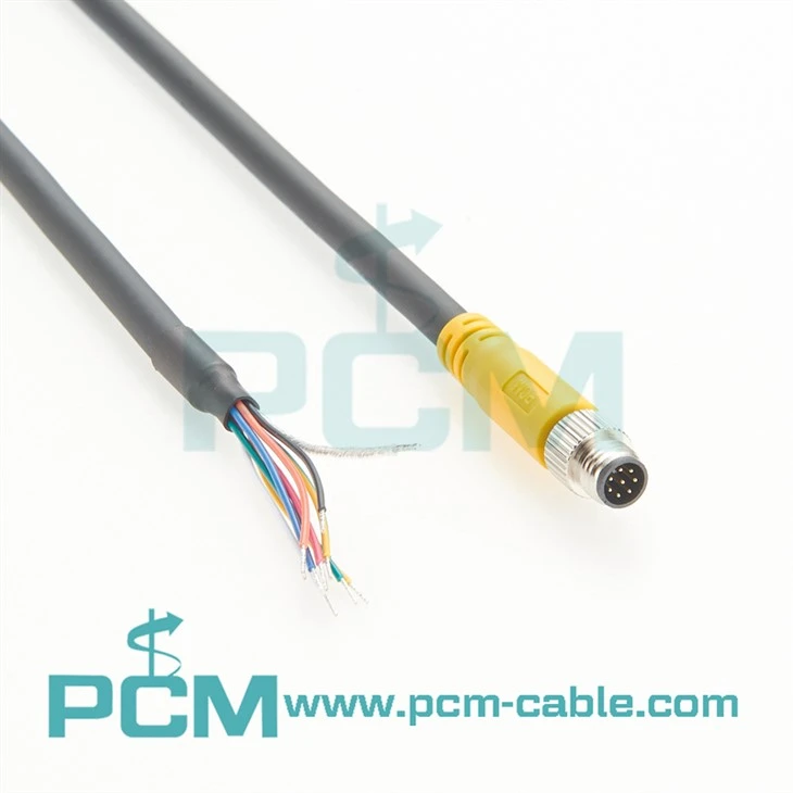 GPIO-M8, Digital IO and power cable, Amphenol M8 A-Coded 8-pin (Male)