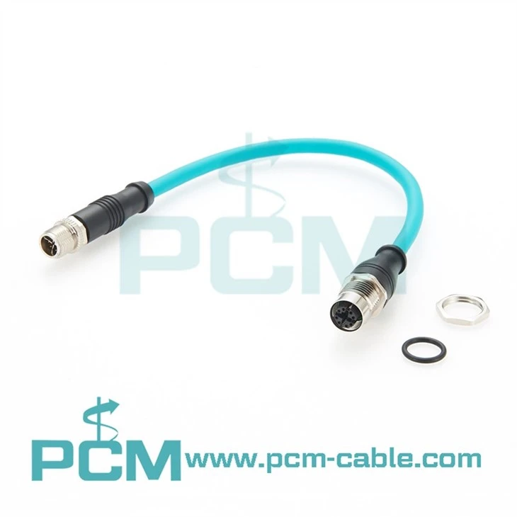 M12 Connection Systems for Industrial Ethernet M12 male to M12 Bulkhead Female cable