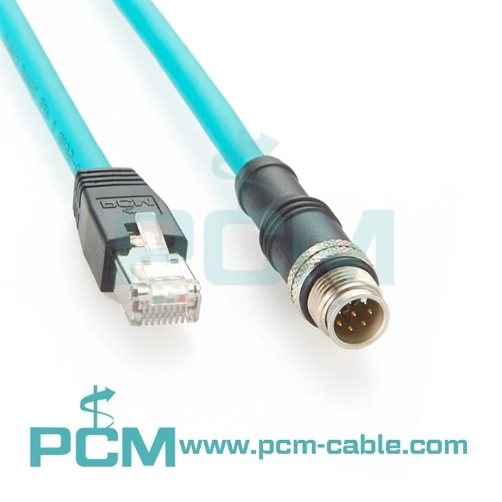 M12 8-pin Male A-Code to RJ45 Ethernet Cable Shielded Cable for Cognex Industrial Camera