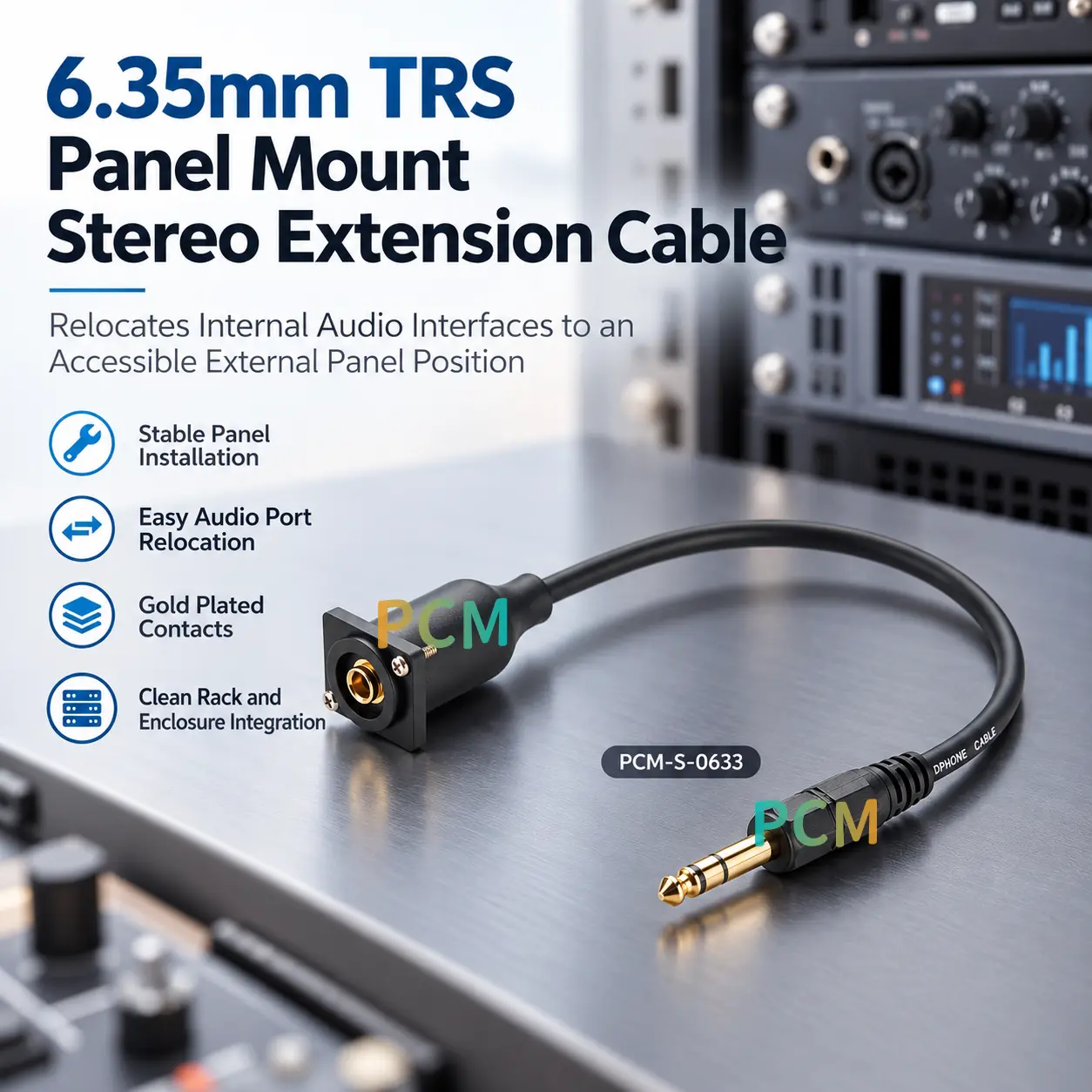 6,35 mm TRS stereo produžni kabel za montažu na ploču