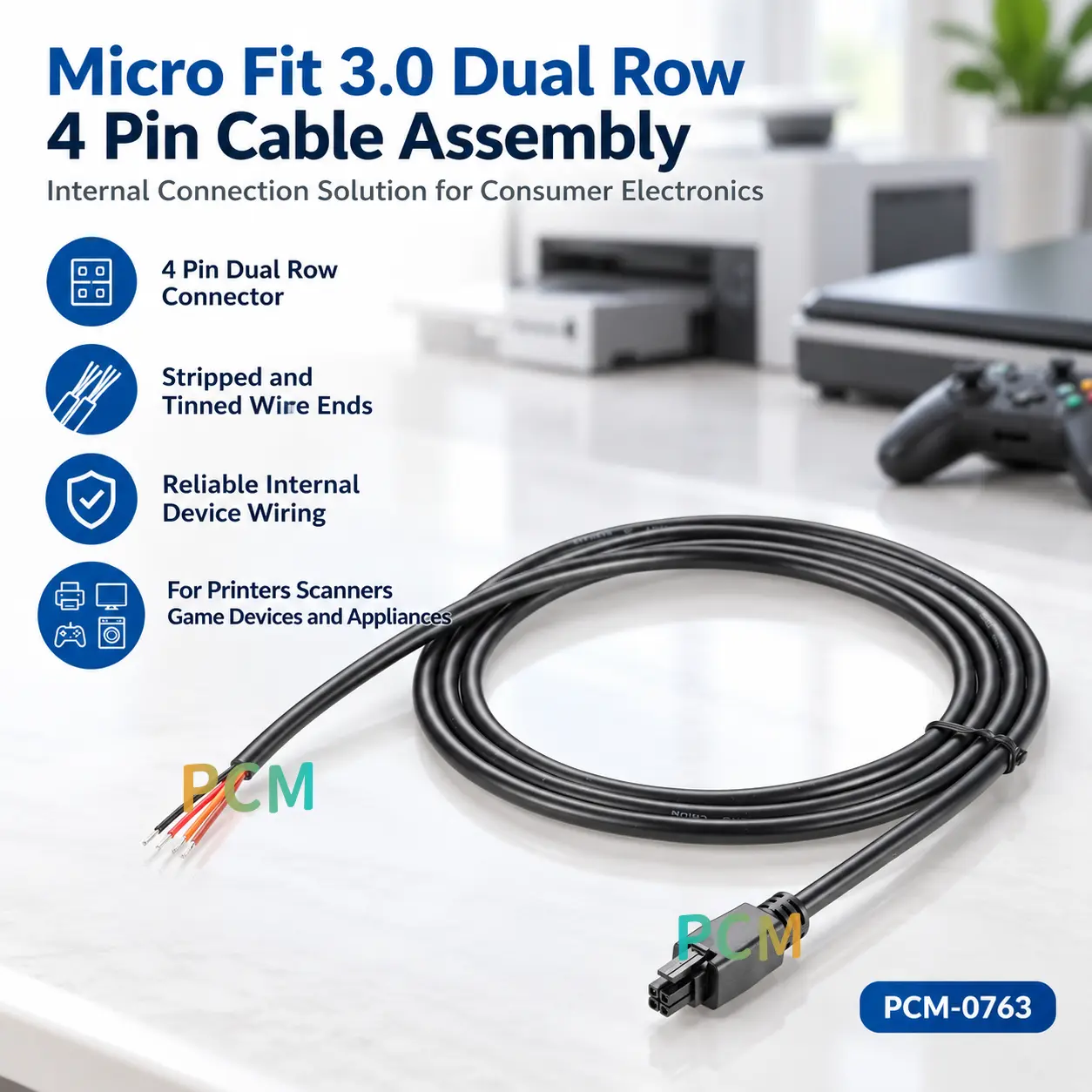 Micro Fit 3.0 Dual Row 4 Pin kabel