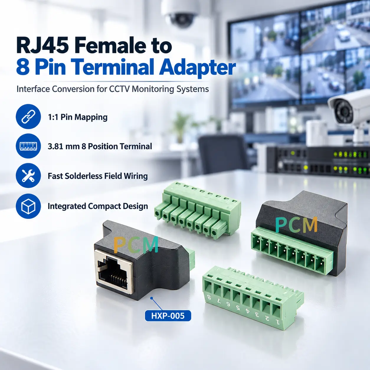 RJ45 ženski na 8-pinski adapter s vijčanim terminalom